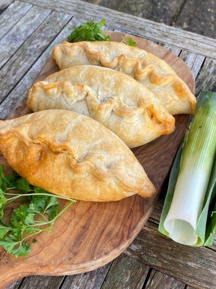 image of a leek, pancetta, and chorizo pasty